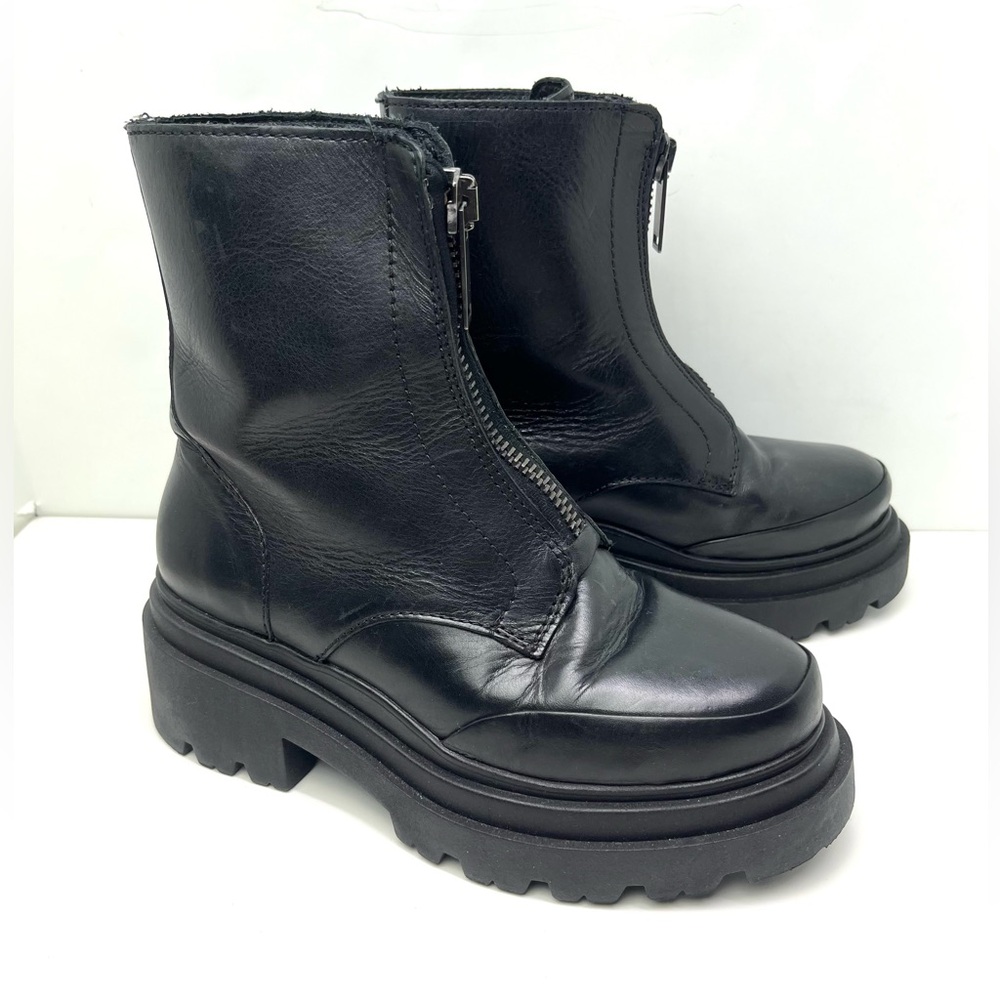 Thursday Women's Ryder Platform Chunky Combat Moto Black Boots